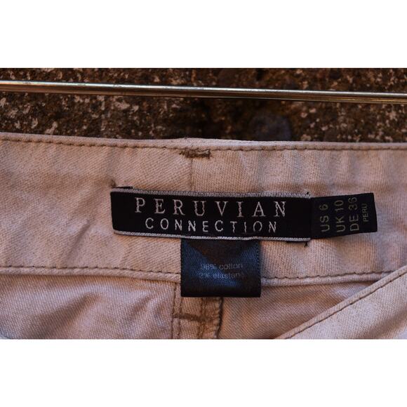 Peruvian Connection Beige Slim Pants with Side Button Detailing – Women’s Size 6 - Picture 5 of 5